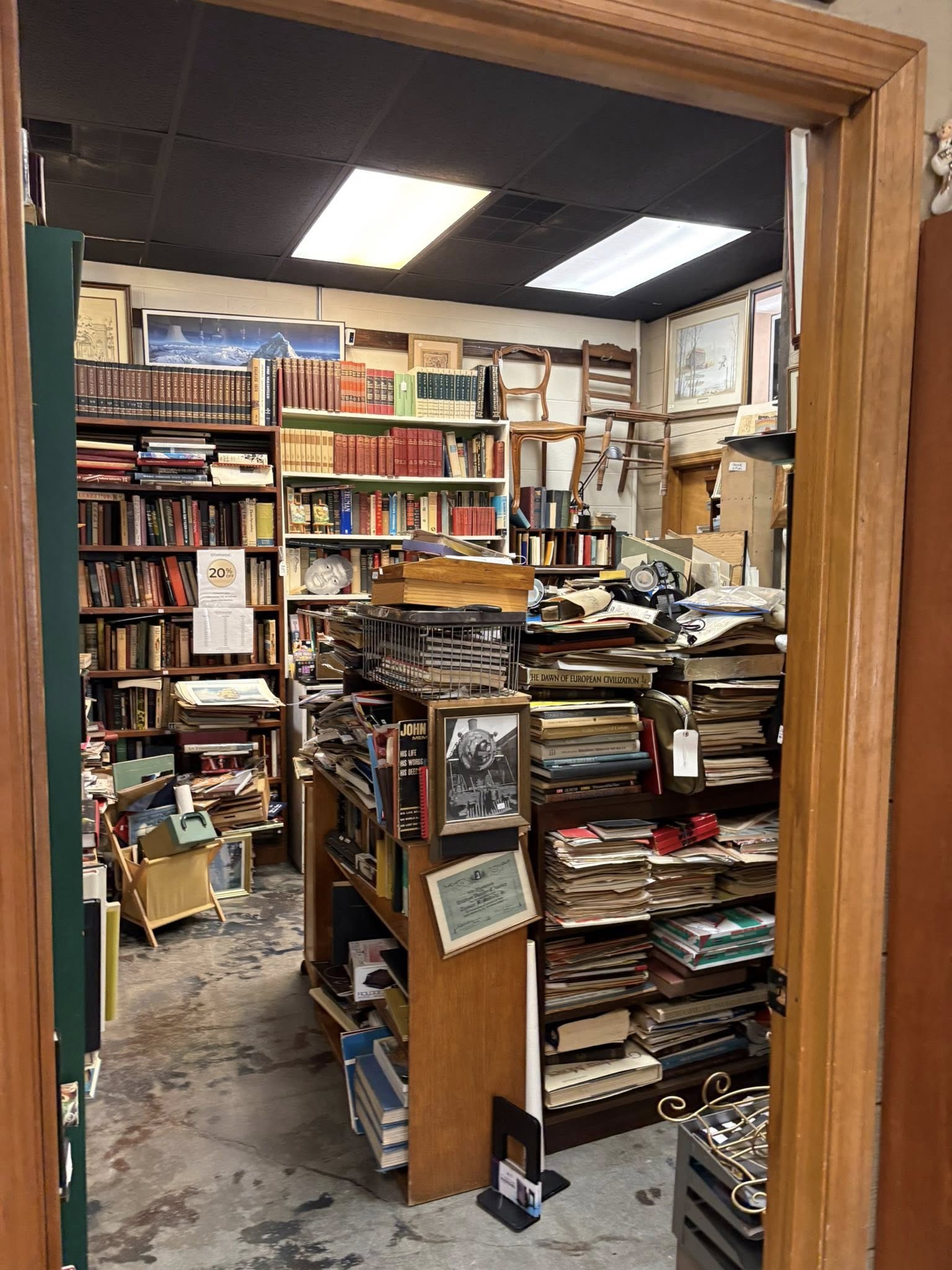 Bookcases and media shelves inside Vintiques